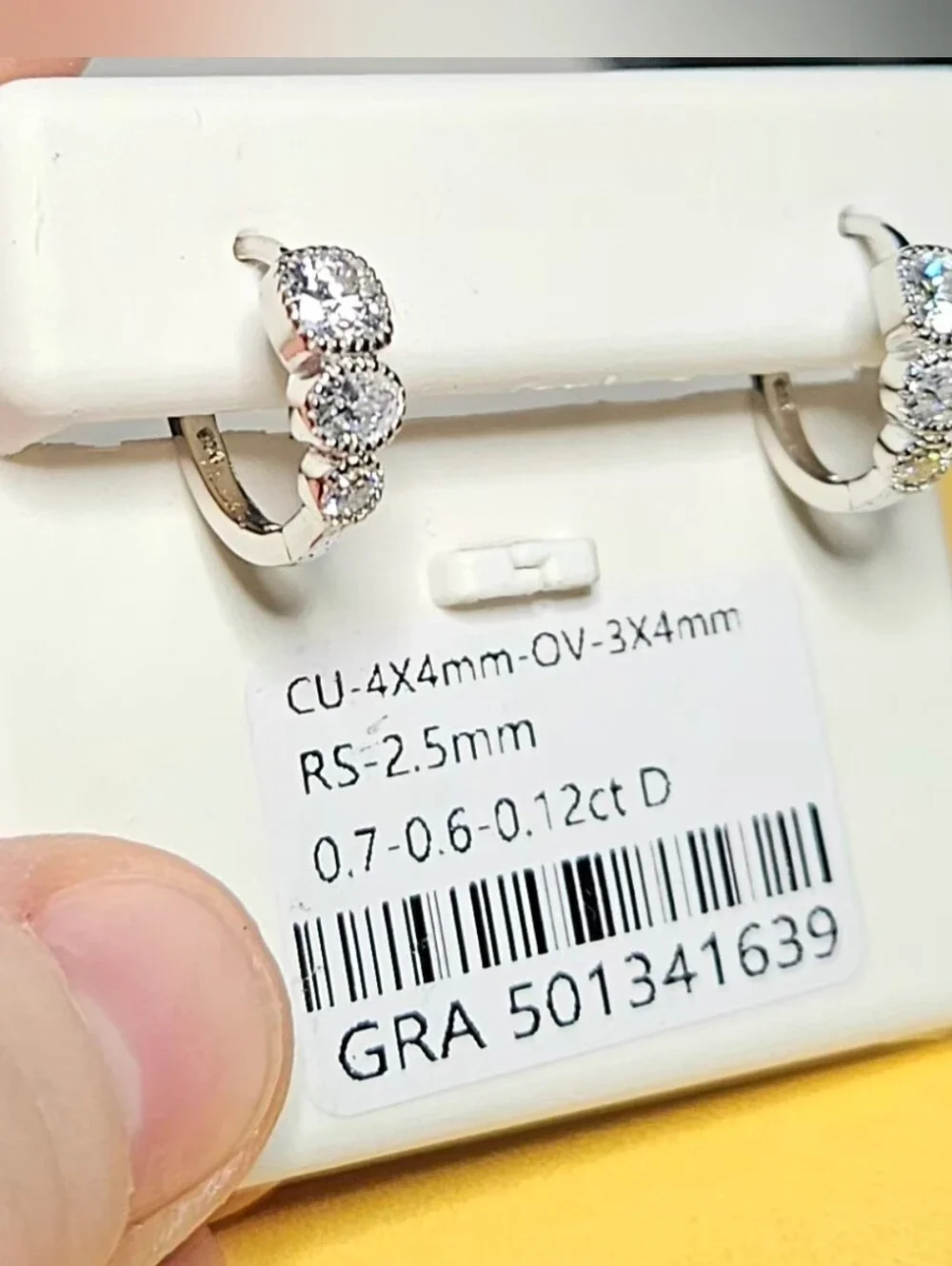 Certified Moissanite 3-Stone Halo Huggies .925 Sterling Silver NWT